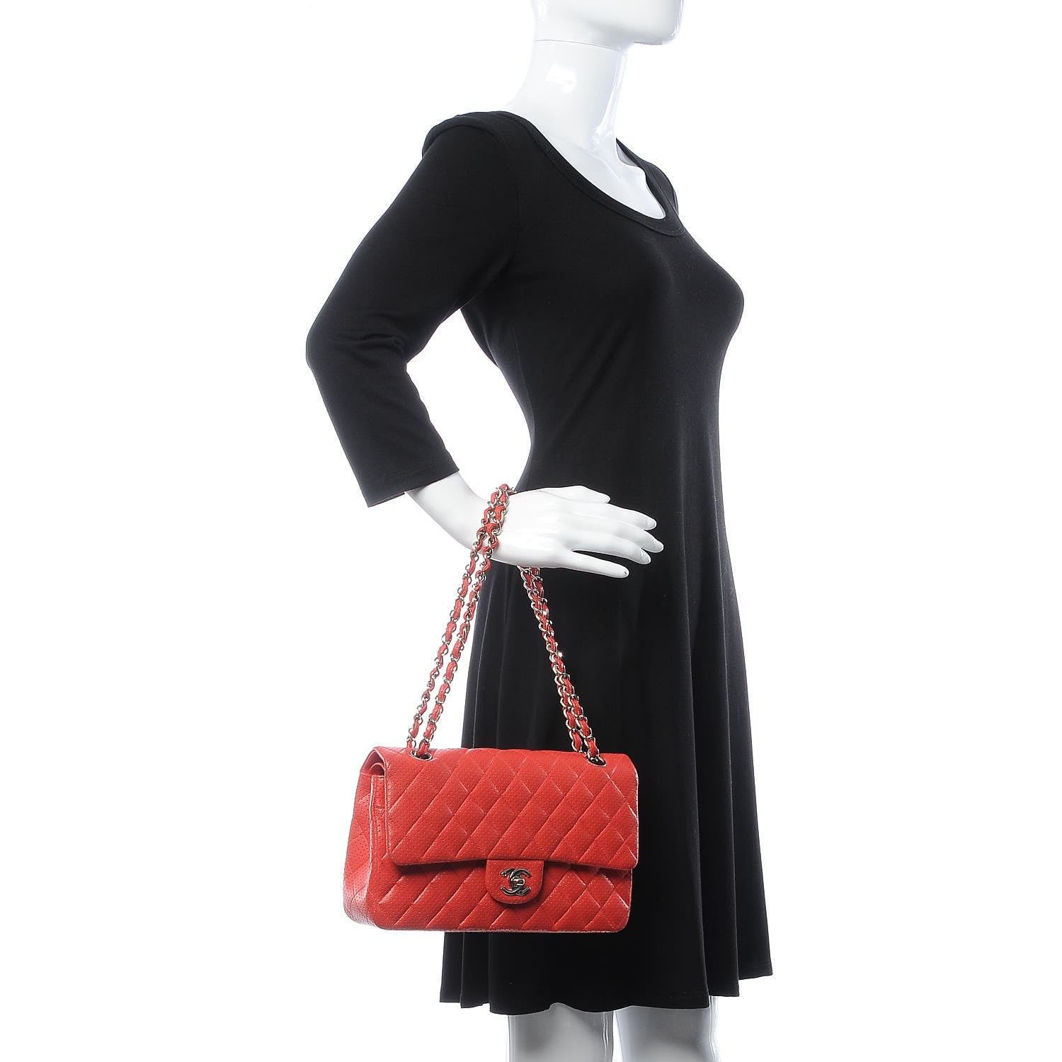 Chanel Lambskin Perforated Medium Double Flap Red 3 of 10