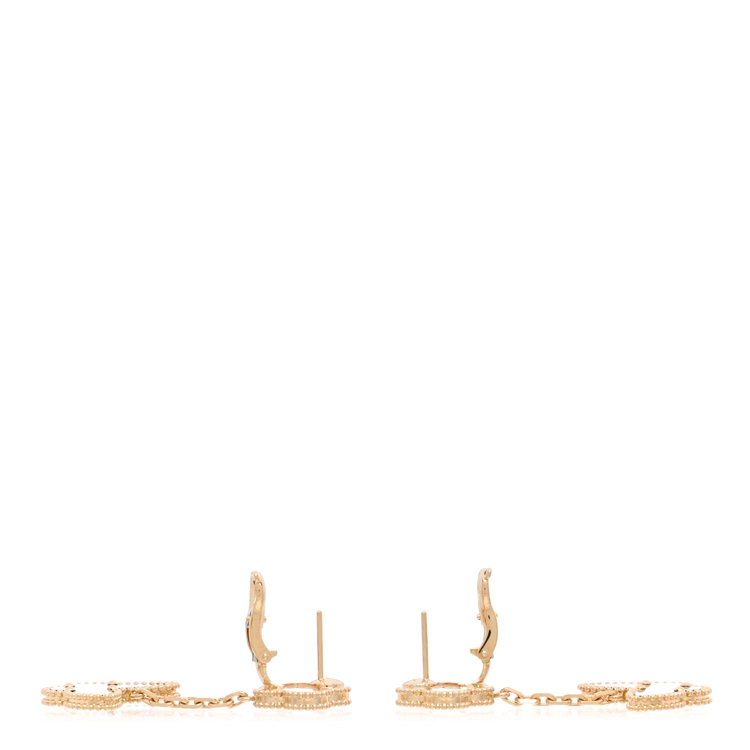 Van Cleef & Arpels 18K Yellow Gold Mother of Pearl Tiger's Eye Lucky Alhambra 2 Motifs Butterfly Earrings 3 of 5