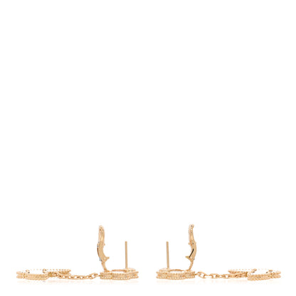 Van Cleef & Arpels 18K Yellow Gold Mother of Pearl Tiger's Eye Lucky Alhambra 2 Motifs Butterfly Earrings 3 of 5