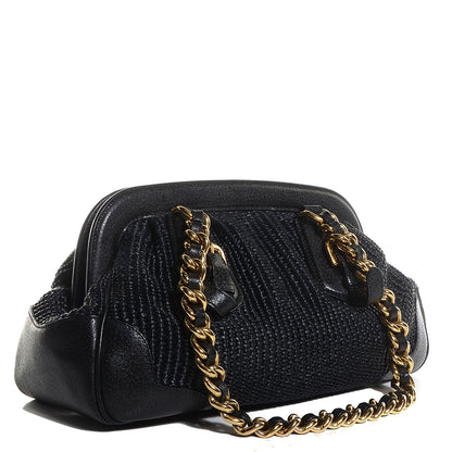 Prada Paglia Cinghiale Frame Tote Black 3 of 11