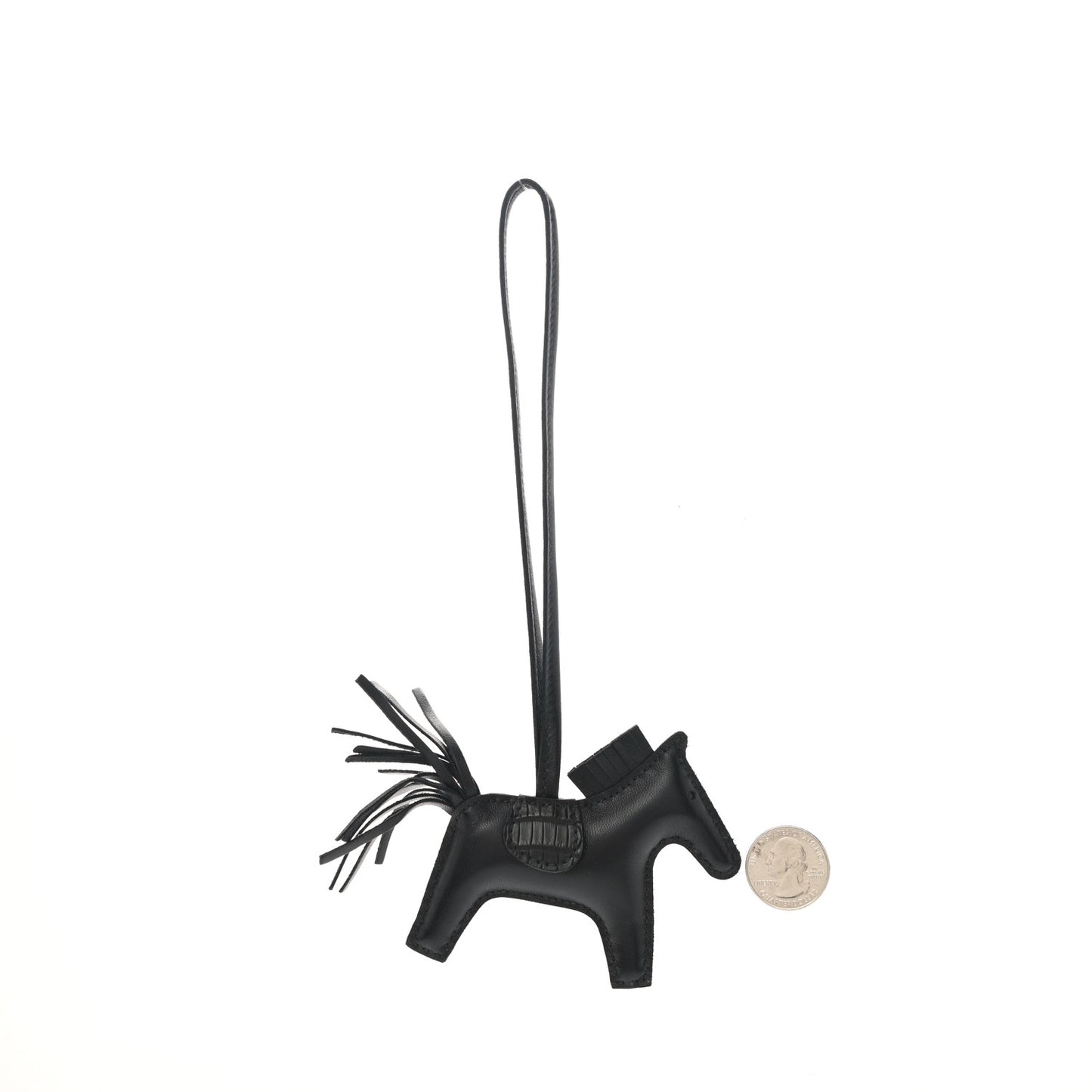 Milo Lambskin Matte Alligator Touch Grigri Rodeo Horse Bag Charm PM So Black