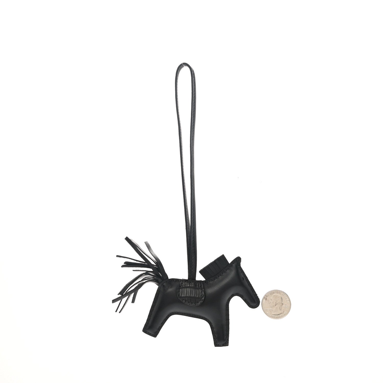 Hermes Milo Lambskin Matte Alligator Touch Grigri Rodeo Horse Bag Charm PM So Black 2 of 4