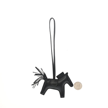 Hermes Milo Lambskin Matte Alligator Touch Grigri Rodeo Horse Bag Charm PM So Black 2 of 4