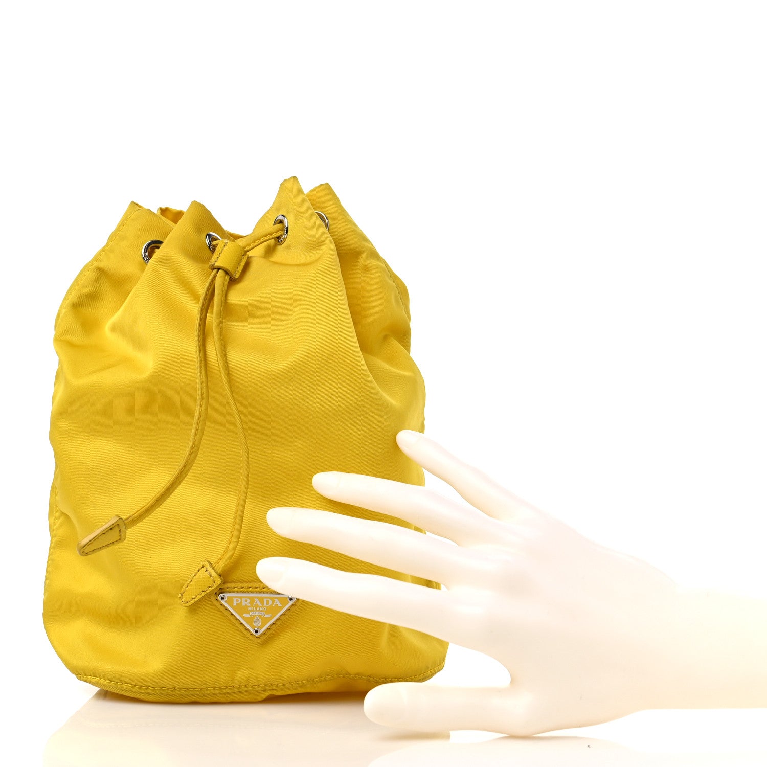 Prada Nylon Vela Drawstring Pouch Giallo 2 of 12