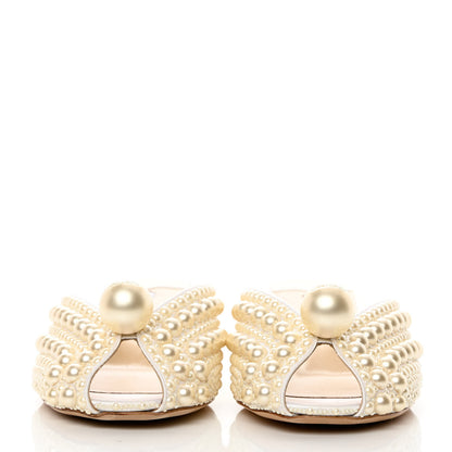 Jimmy Choo Satin Samantha Pearl Mules 39 White 4 of 16