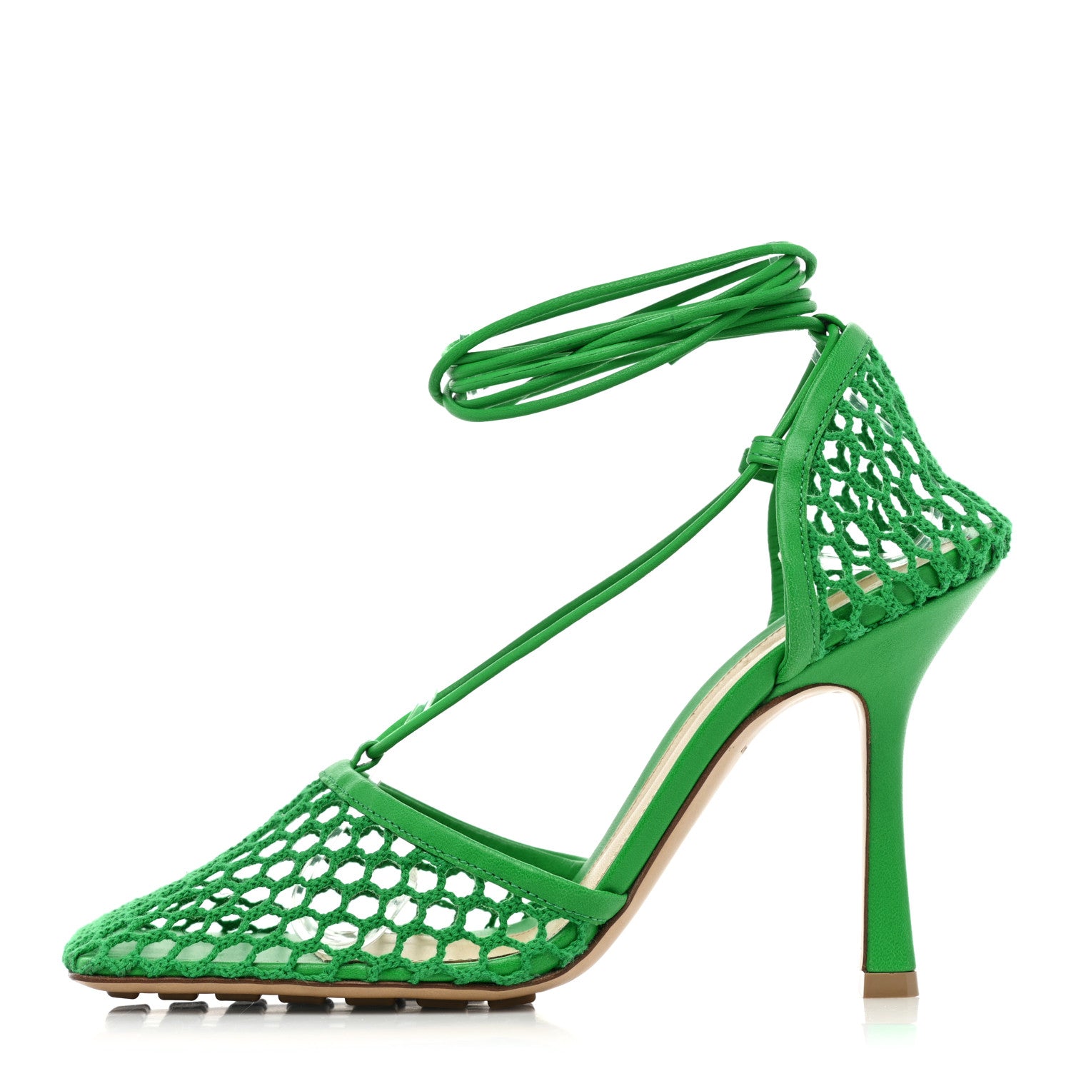 Bottega Veneta Mesh Nappa Stretch Ankle Tie 90mm Sandals 38 Grass 1 of 11