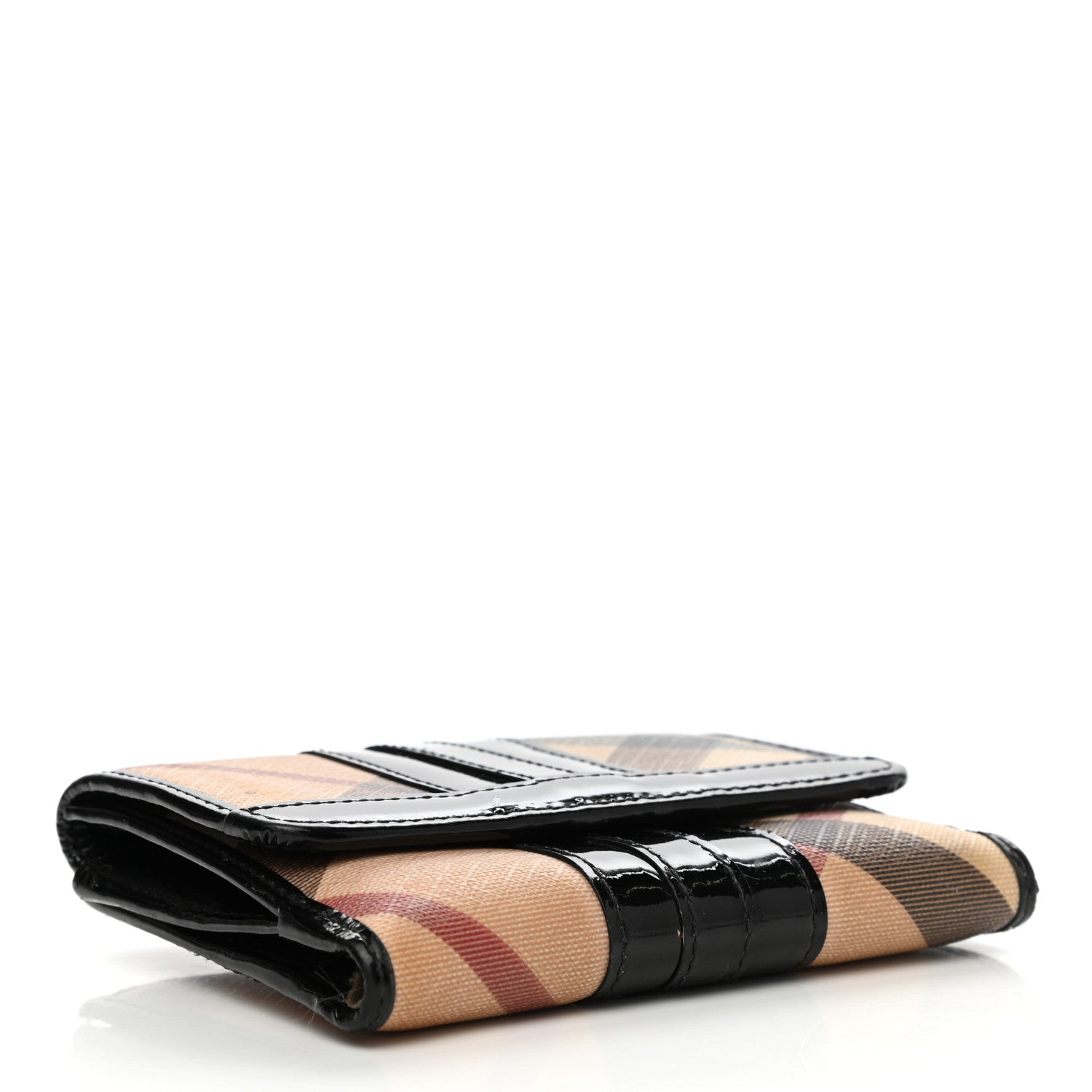 Burberry Patent Supernova Check Compact Wallet Black 4 of 13