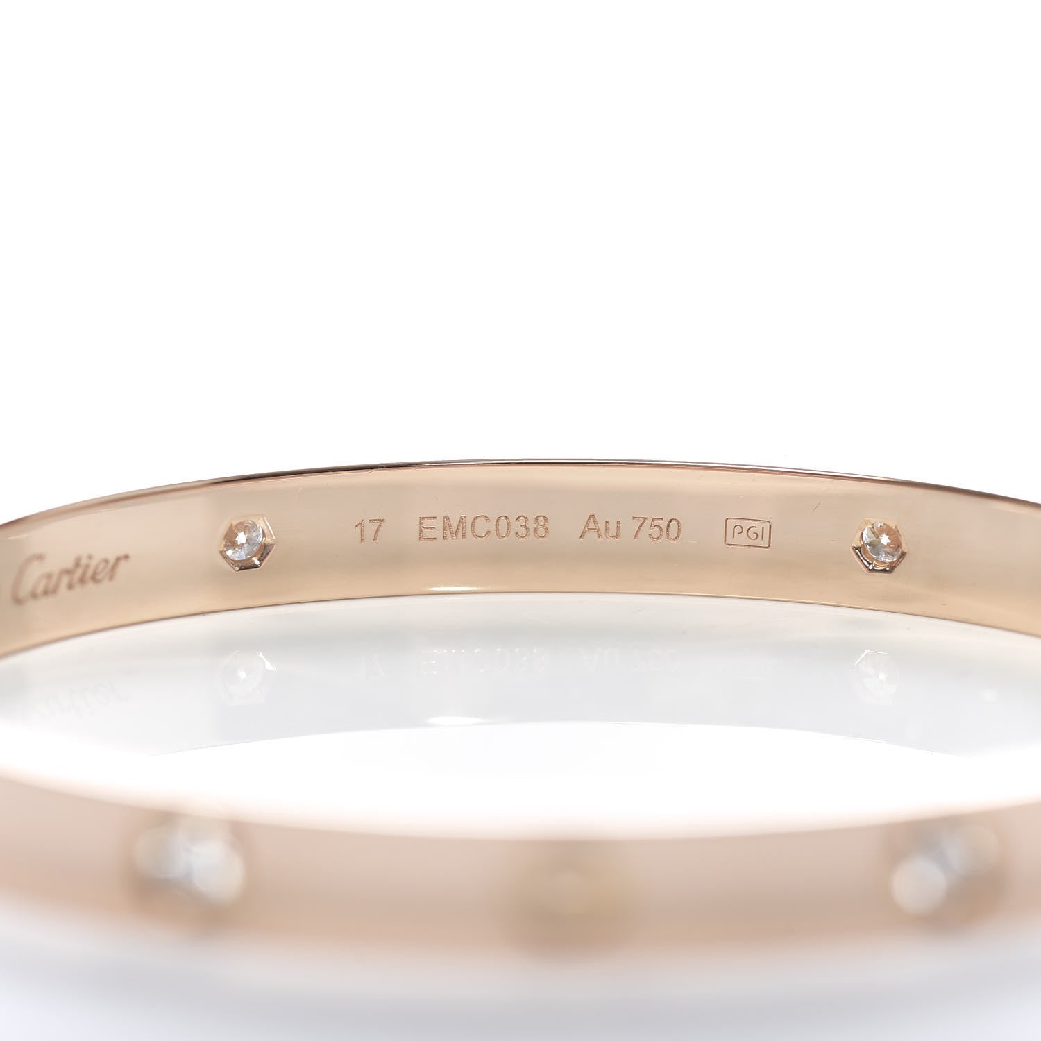 Cartier 18K Pink Gold 4 Diamond LOVE Bracelet 17 5 of 7