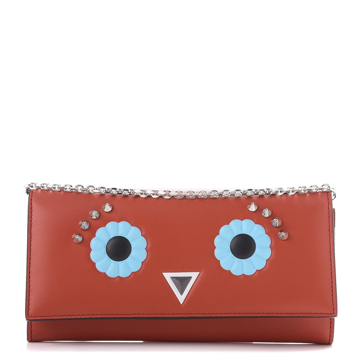 Fendi Vitello Century Lucido Hypnoteyes Studded Continental Wallet On Chain Bloody Mary Turchese Pallido Multicolor 1 of 10