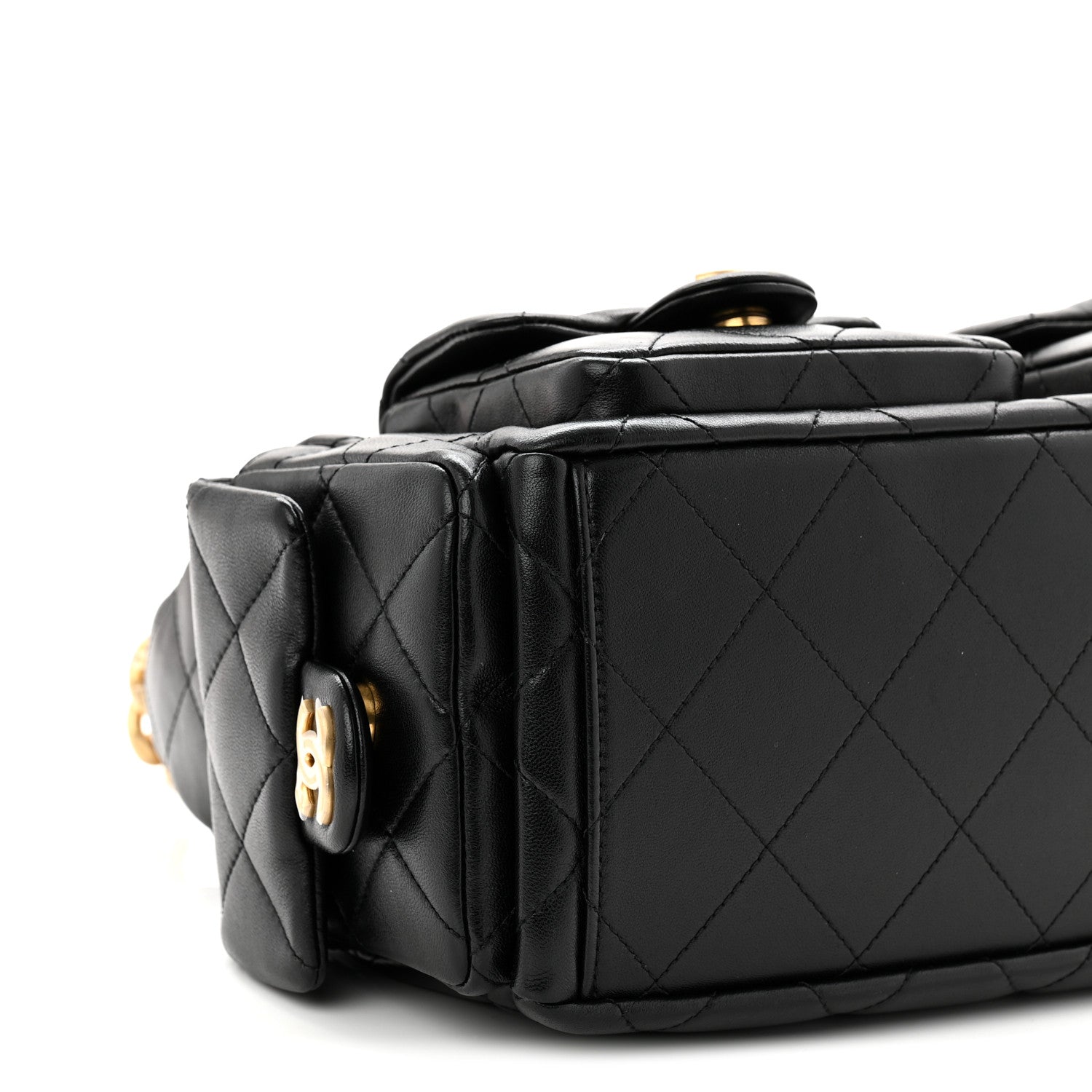 Chanel Shiny Lambskin Quilted Trendy Pockets Hobo Black 9 of 11