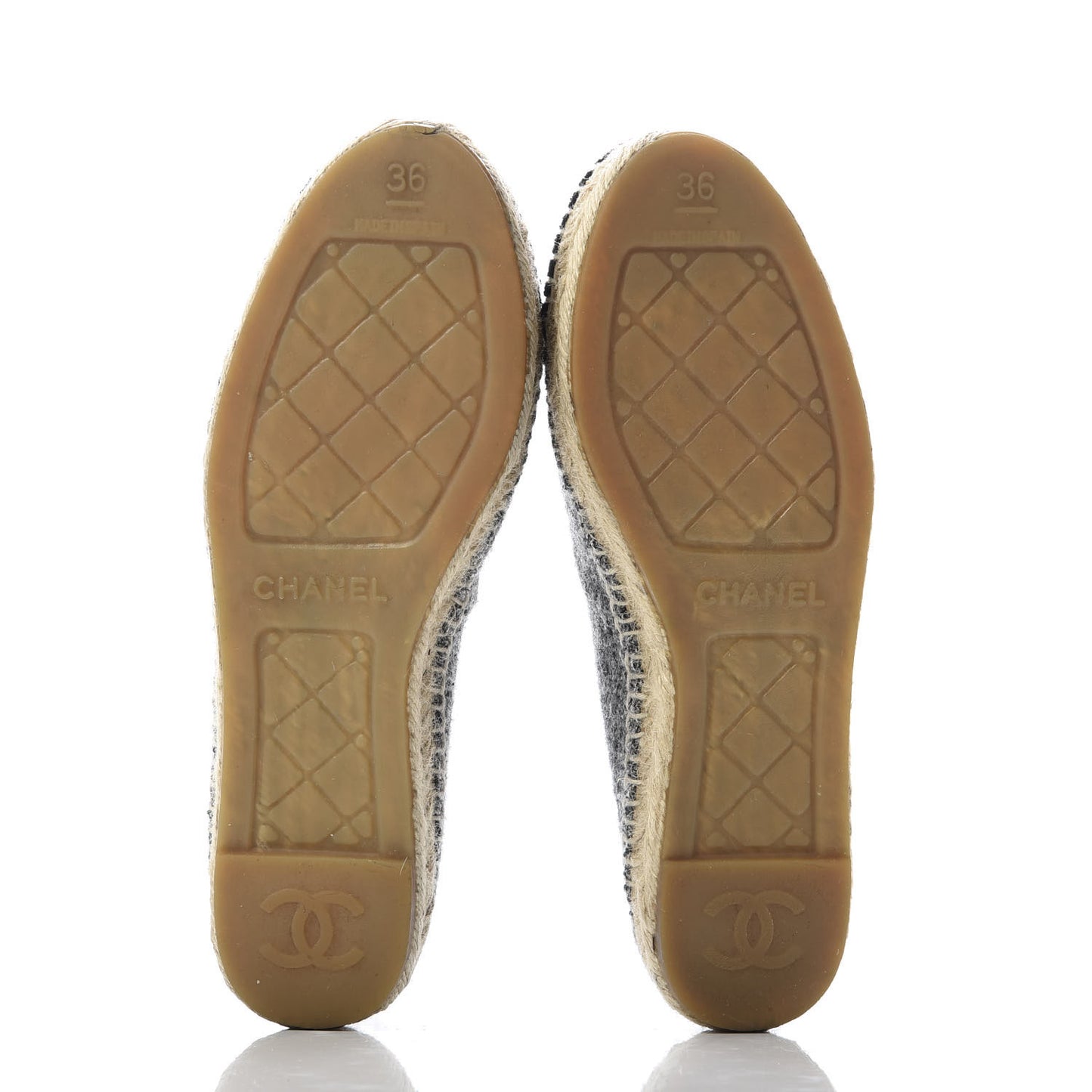 Tweed Velvet CC Espadrilles 36 Grey Black