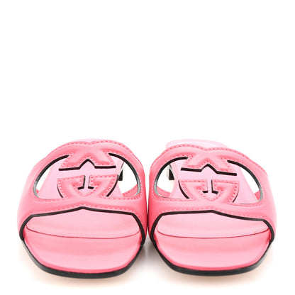 Gucci Cosmos Softy Calfskin Interlocking G Cut Out Slide Sandals 40 Rhodamine Pink 3 of 9