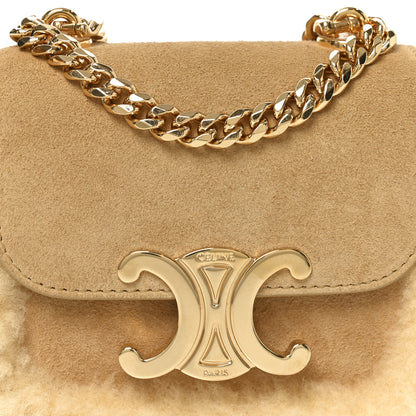 Celine Suede Shearling Triomphe Mini Chain Claude Natural 7 of 9
