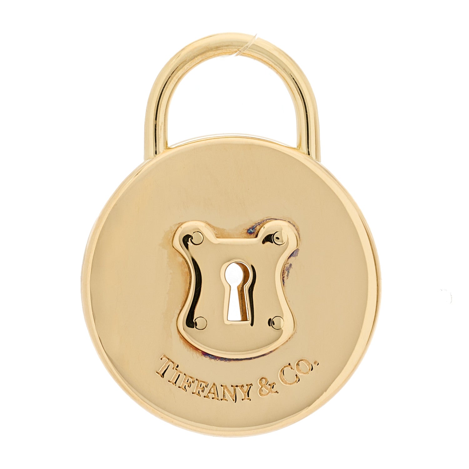 Tiffany 18K Yellow Gold Round Lock Charm 1 of 3