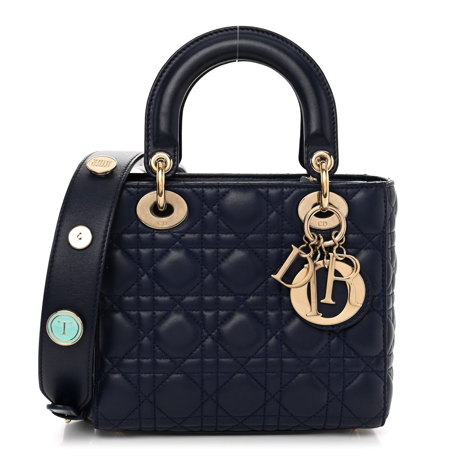 Christian Dior CHRISTIAN DIOR Lambskin Cannage Small Lucky Badges My Lady Dior Navy 1 of 9