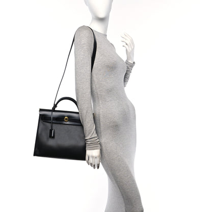 Hermes Toile H Berline Vache Hunter Herbag Zip PM 31 Black Ecru 2 of 15