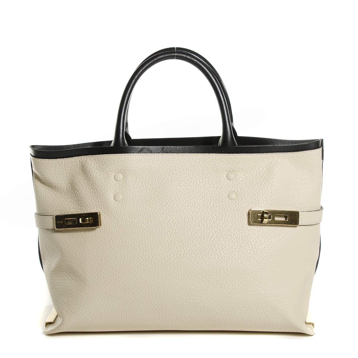 Chloe Grained Leather Large Charlotte Tote Huskey White 1 of 7