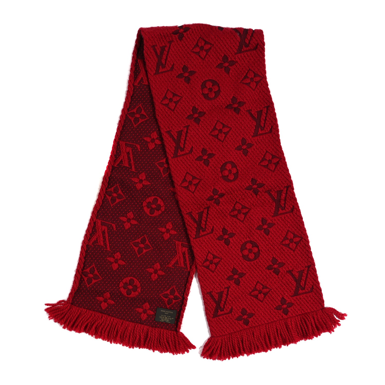 Louis Vuitton Wool Silk Logomania Scarf Rubis 2 of 3