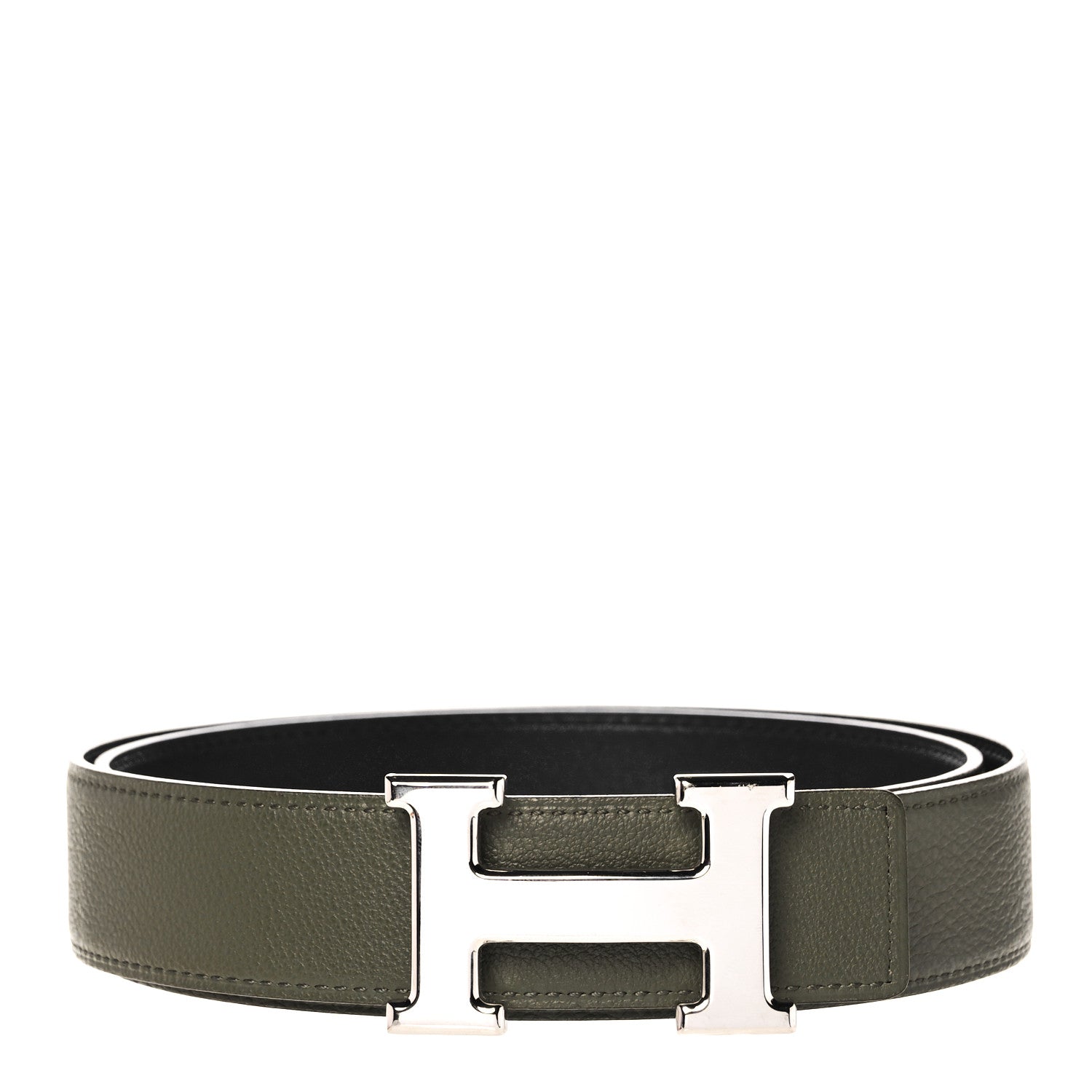 Hermes Epsom Swift 32mm H Belt 85 Vert Olive Black 1 of 5