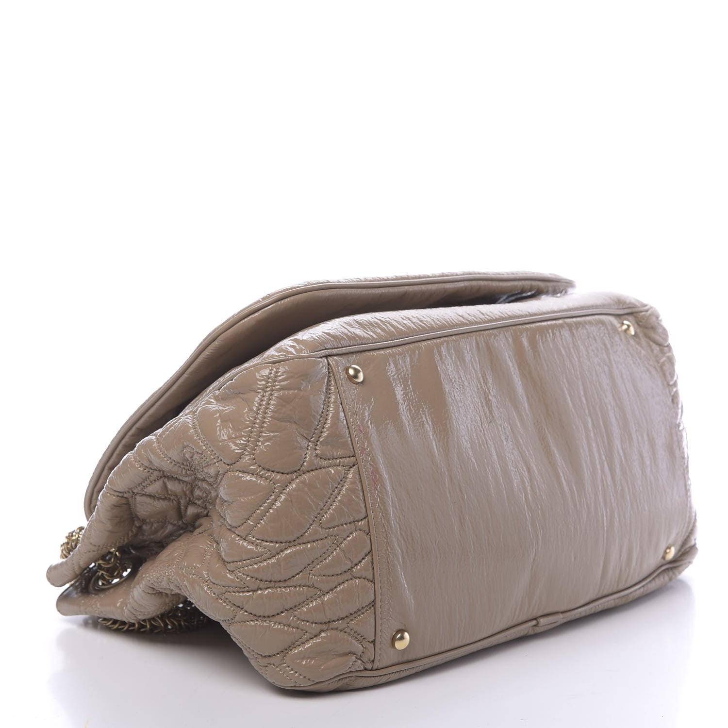 Chanel Vinyl Rodeo Accordion Flap Bag Beige 4 of 12