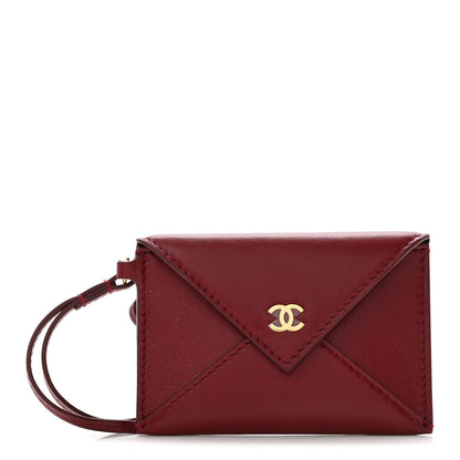 Chanel Lambskin Card Holder Bag Charm Burgundy 1 of 7
