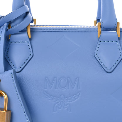 MCM Nappa Maxi Monogram Mini Ella Boston Della Robbia Blue 8 of 10