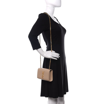 Saint Laurent Grain De Poudre Small Monogram Kate Satchel Nude Powder 2 of 12