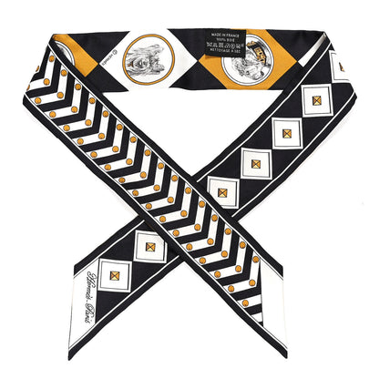 Hermes Silk Colliers et Chiens Twilly Black Gold White 1 of 4