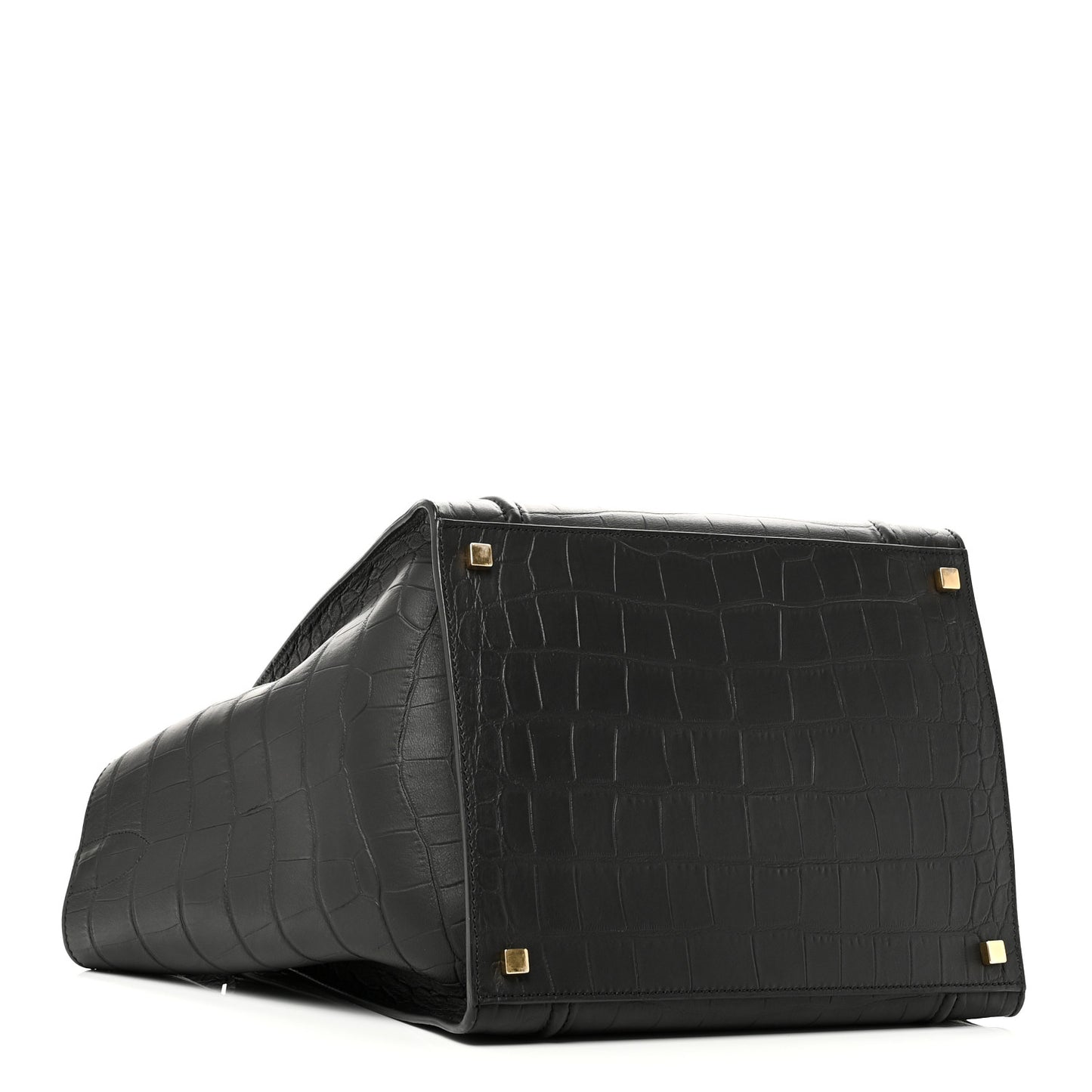 Crocodile Embossed Calfskin Medium Phantom Luggage Black