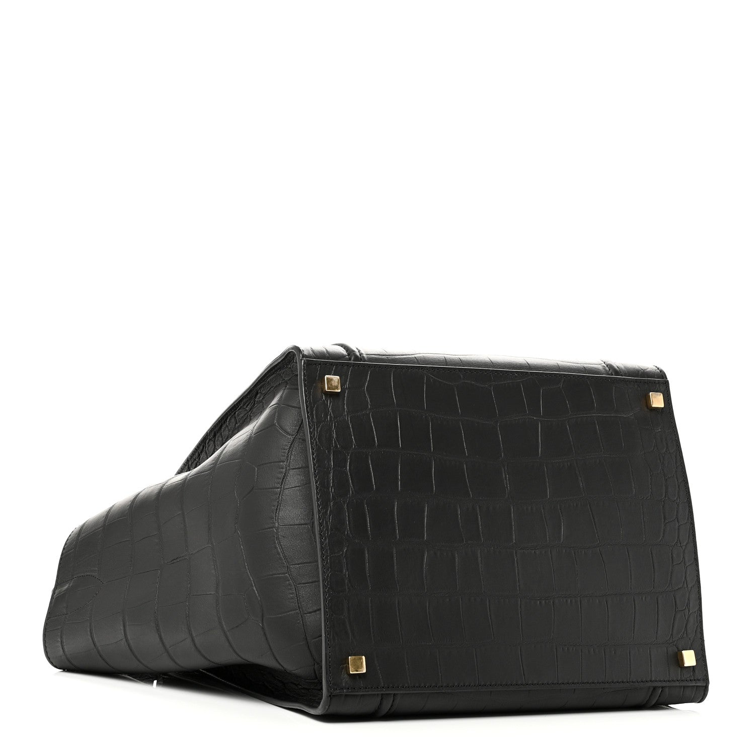 Celine Crocodile Embossed Calfskin Medium Phantom Luggage Black 4 of 9