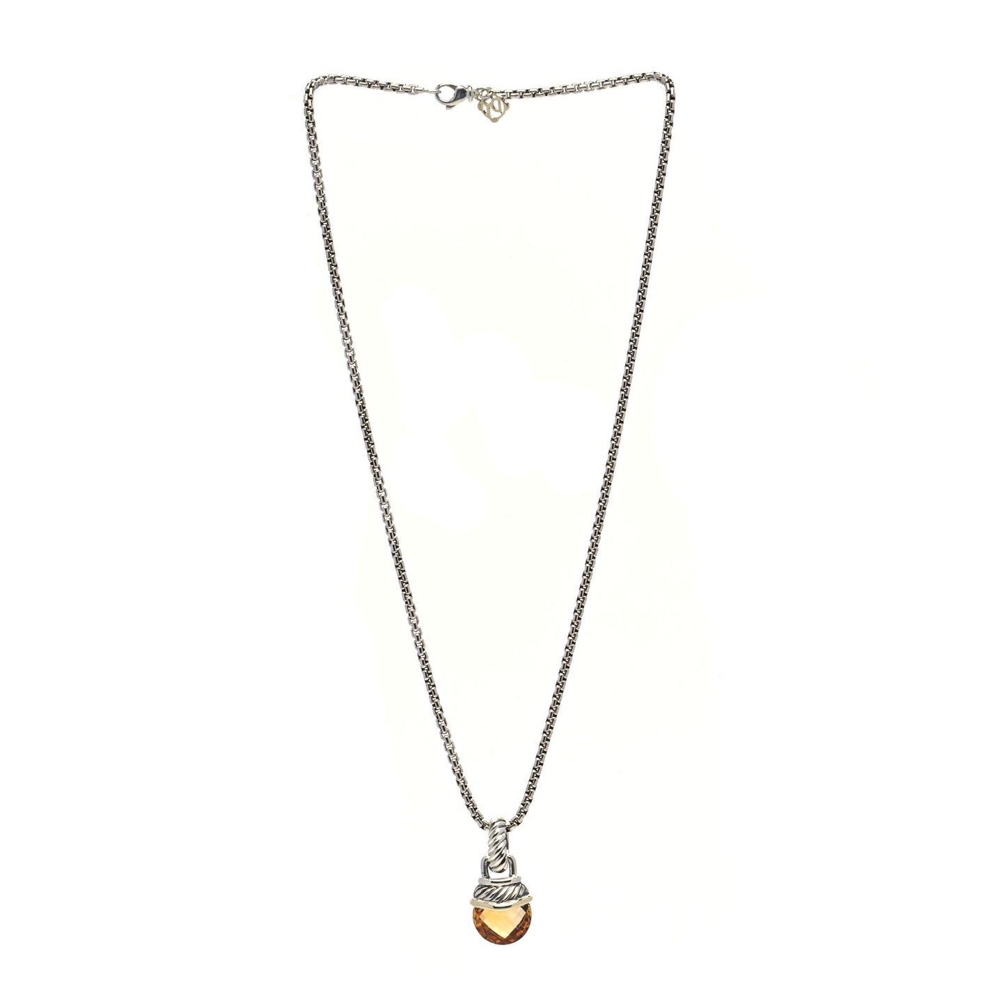 Sterling Silver 14K Yellow Gold Citrine Acorn Pendant Necklace