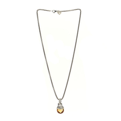 David Yurman Sterling Silver 14K Yellow Gold Citrine Acorn Pendant Necklace 2 of 4