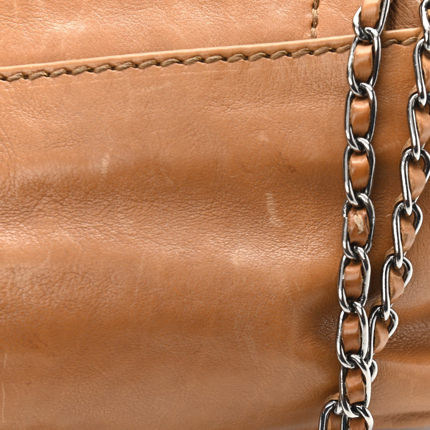 Vitello Phenix Flap Chain Bag Brown