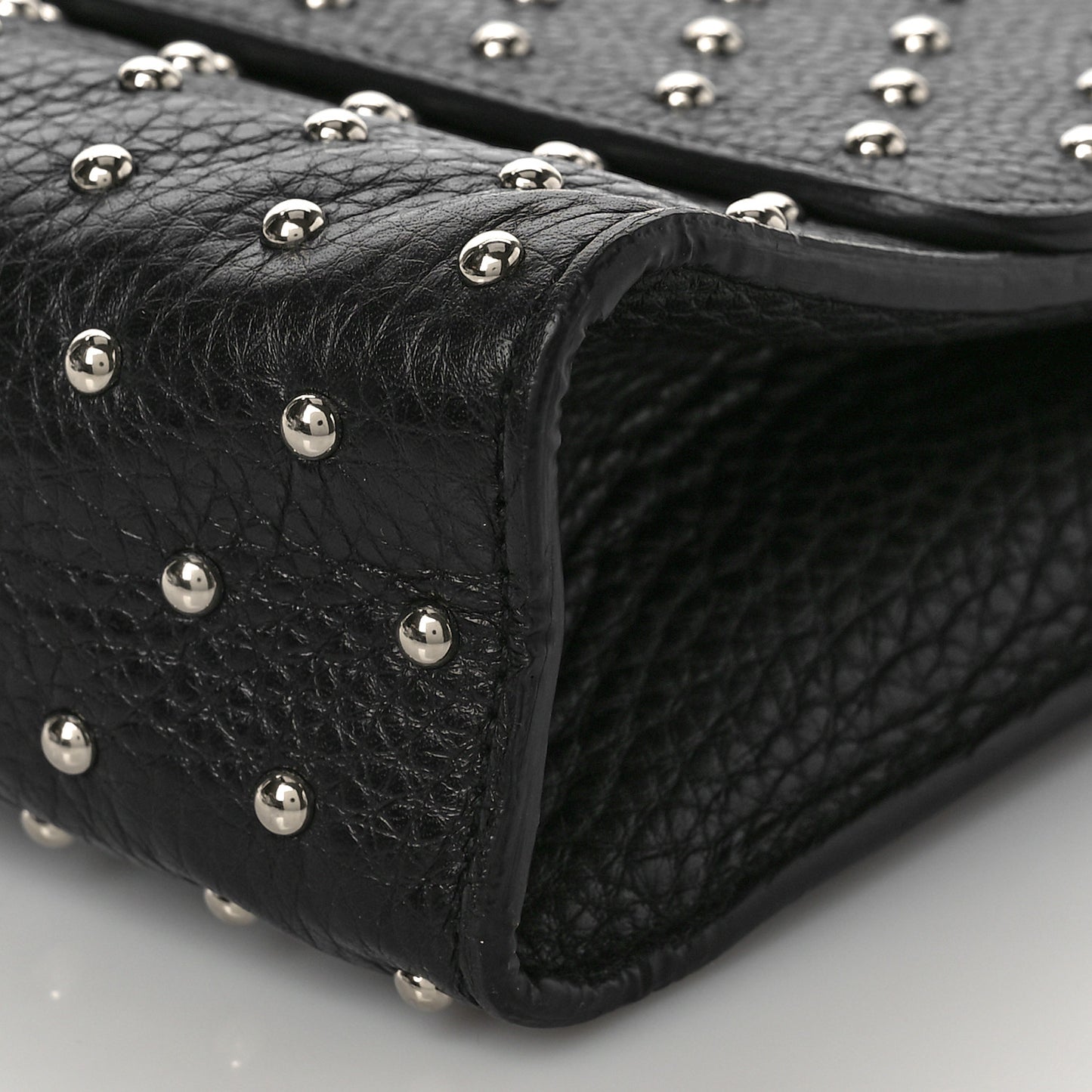 Calfskin Studded Medium Miss Bamboo Shoulder Bag Black