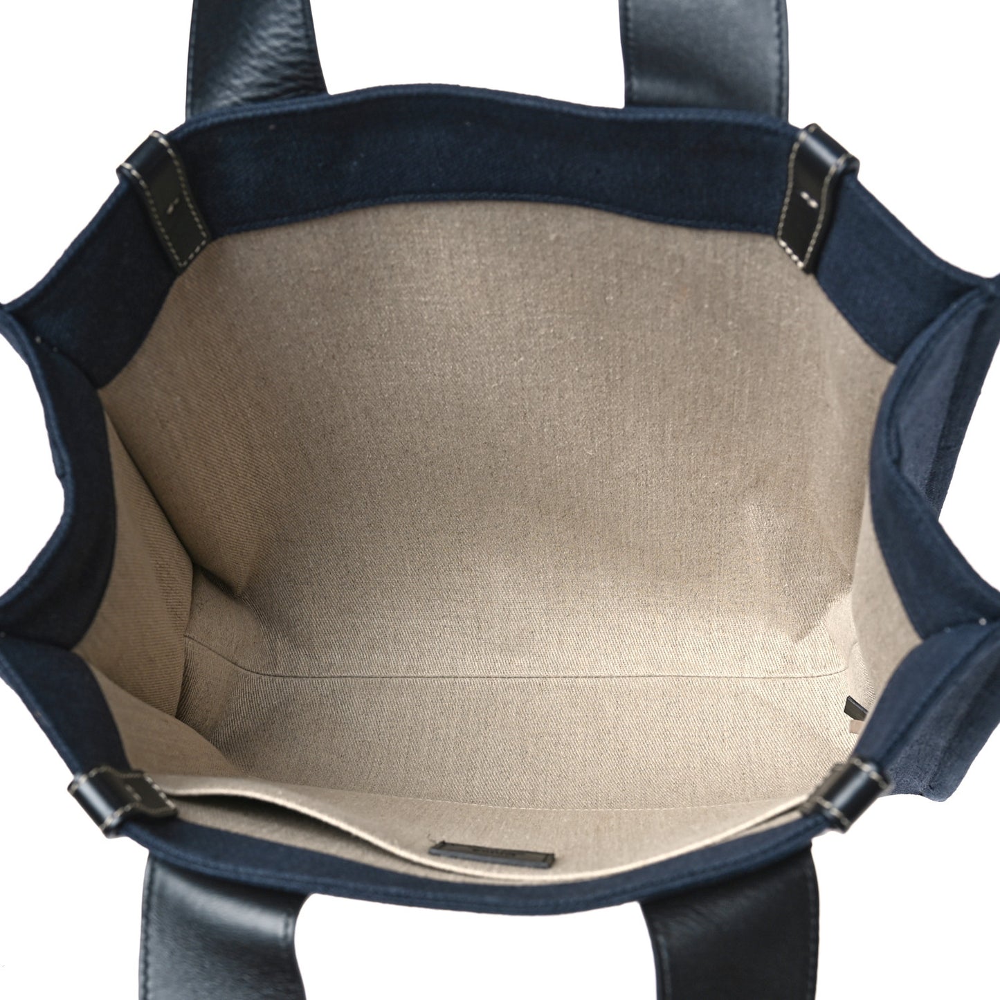 Calfskin Linen Medium Woody Tote Deep Denim