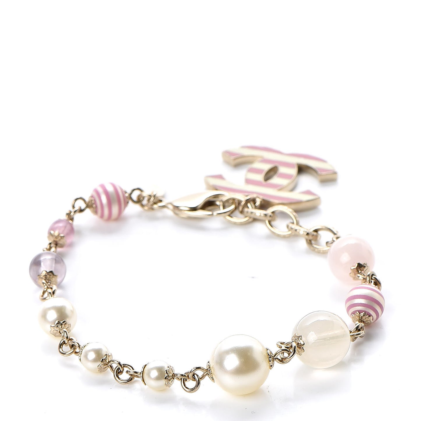 Beaded Crystal CC Bracelet Pink Gold