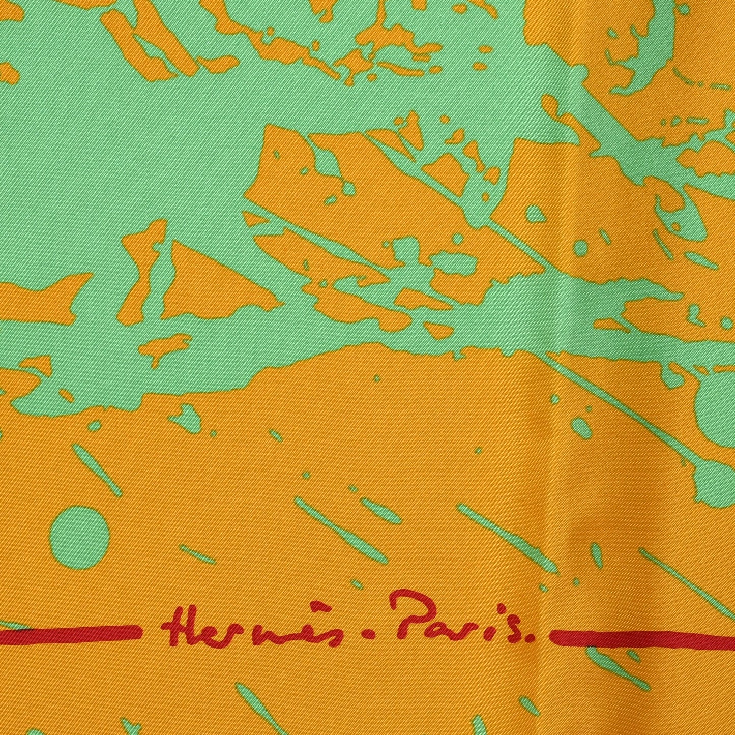 Silk Cheval Surprise Scarf 90 Curry Bleu Vert