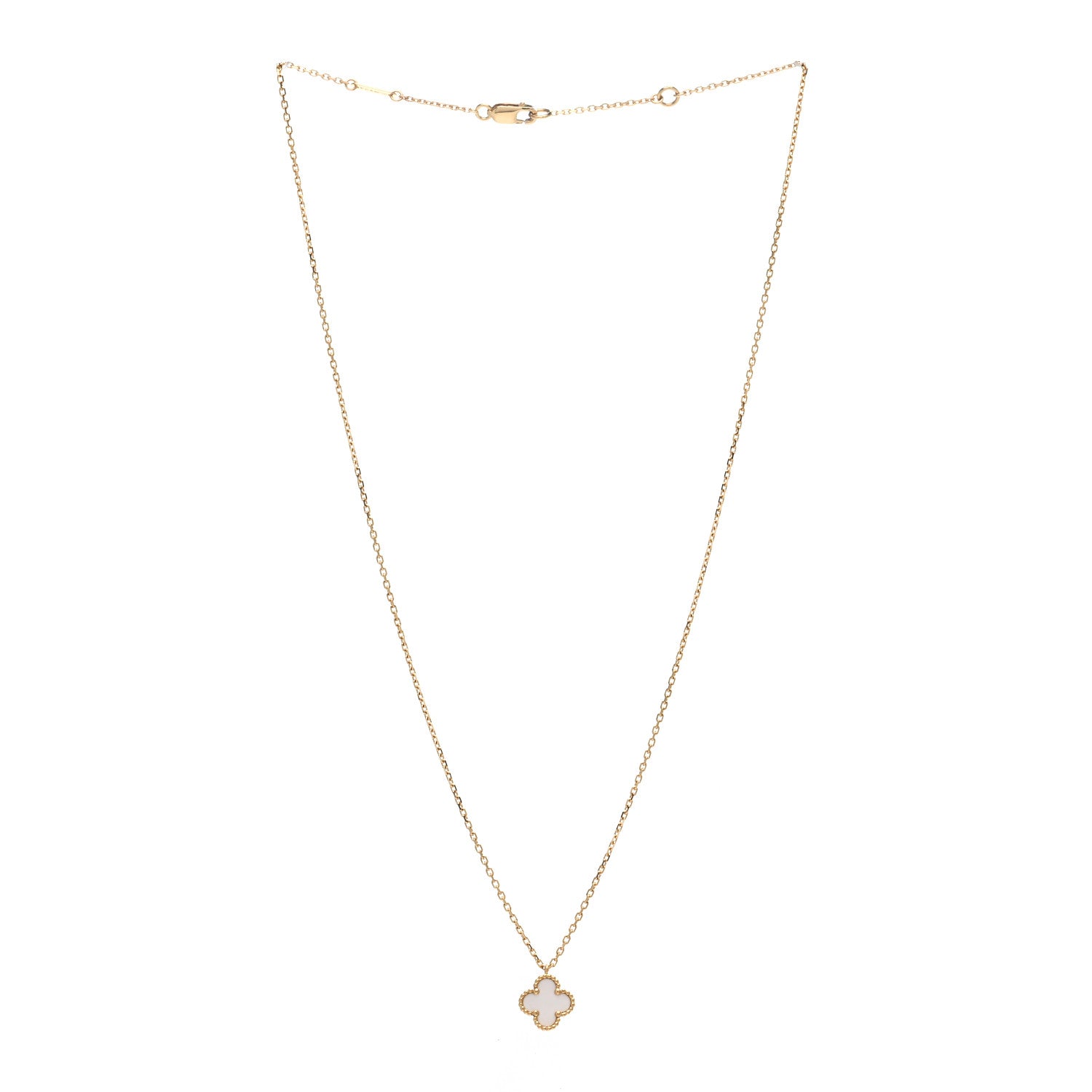 Van Cleef & Arpels 18K Yellow Gold Mother of Pearl Sweet Alhambra Pendant Necklace 2 of 4