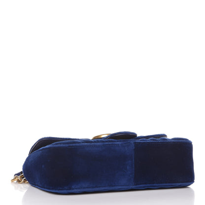 Gucci Velvet Matelasse Mini GG Marmont Shoulder Bag Cobalt Blue 4 of 7