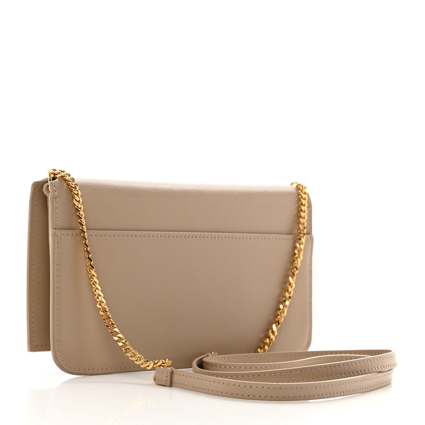 Smooth Calfskin Monogram Phone Holder Crossbody Dark Beige