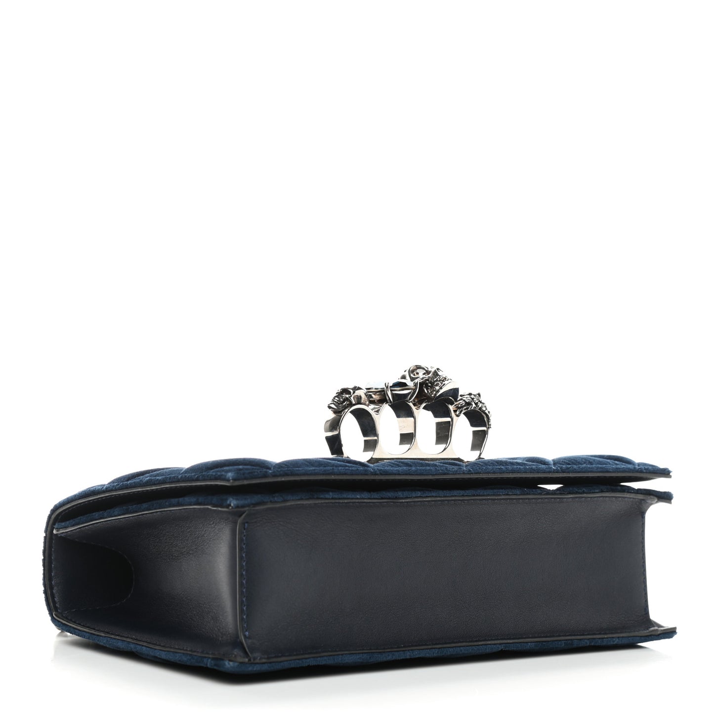 Velvet Quilted Knuckle Duster Shoulder Bag Oltremare Night Blue