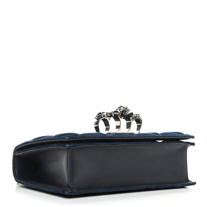 Alexander McQueen Velvet Quilted Knuckle Duster Shoulder Bag Oltremare Night Blue 3 of 8