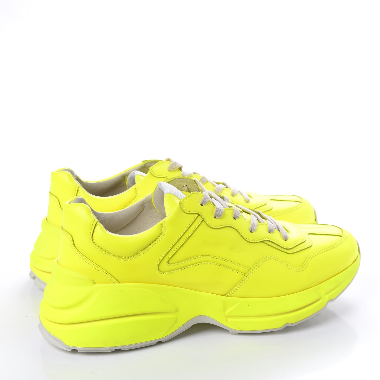 Gucci Calfskin Mens Rhyton Sneakers 10.5 Yellow Fluo 4 of 12
