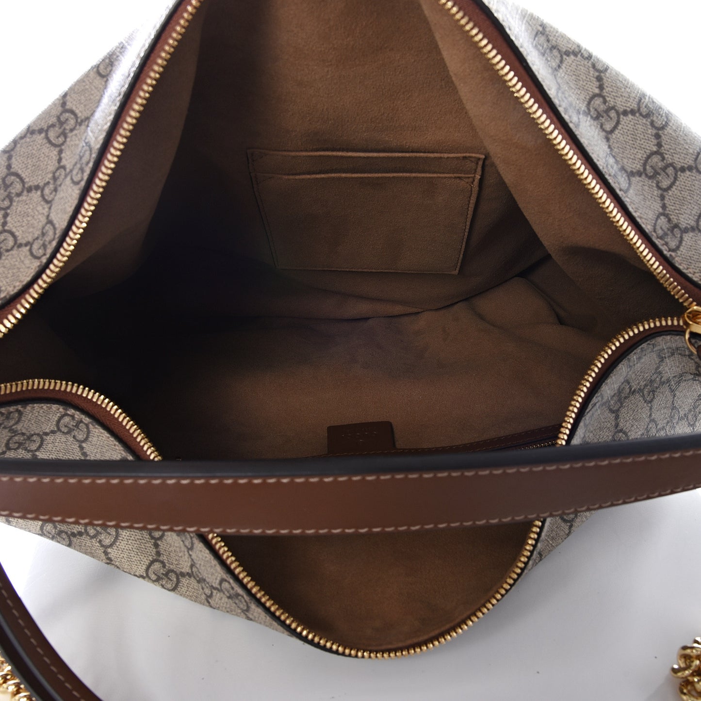 GG Supreme Monogram Large Linea A Hobo Light Brown