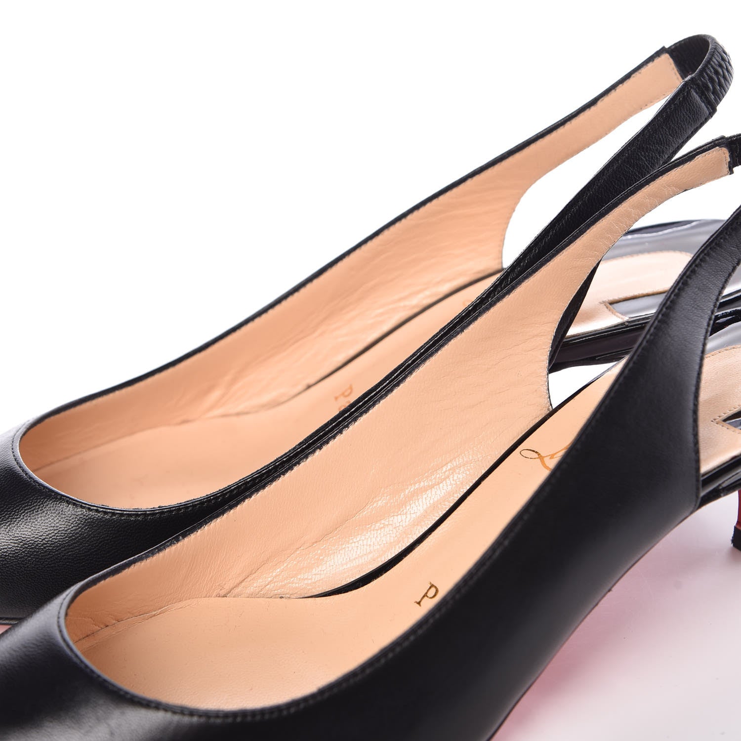 Christian Louboutin Kid Patent Geo Sling 45 Pumps 36.5 Black 8 of 11