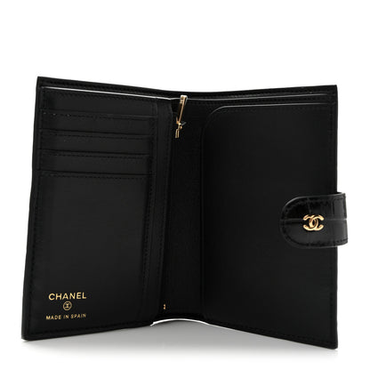 Chanel Calfskin Crocodile Embossed Crococo Passport Holder Black 5 of 9