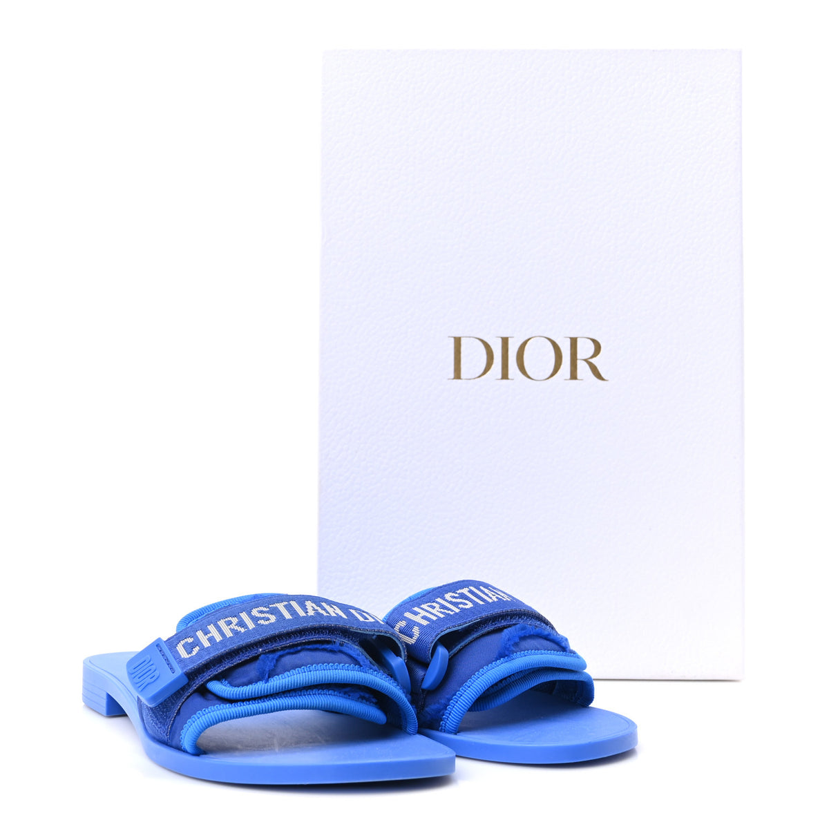 Technical Stretch Fabric Camouflage Dio(r)evolution Slide Sandals 35 Blue Fluo