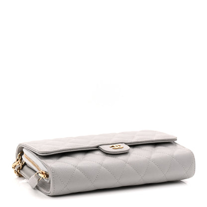 Chanel Caviar Quilted Phone Holder Wallet on Removable Chain Grey 5 of 13