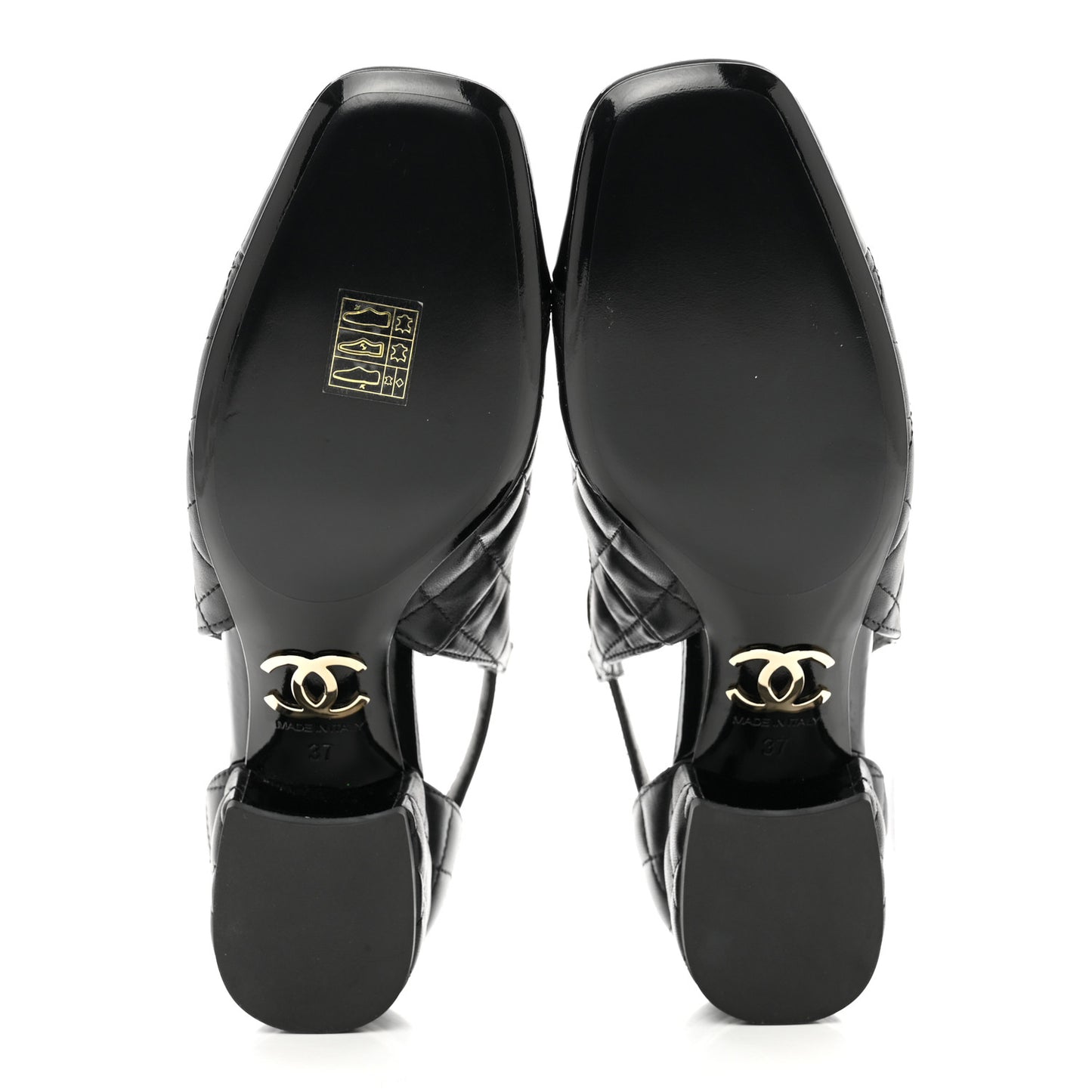 Lambskin Patent Quilted Cap Toe Mary Jane Flats 37 Black