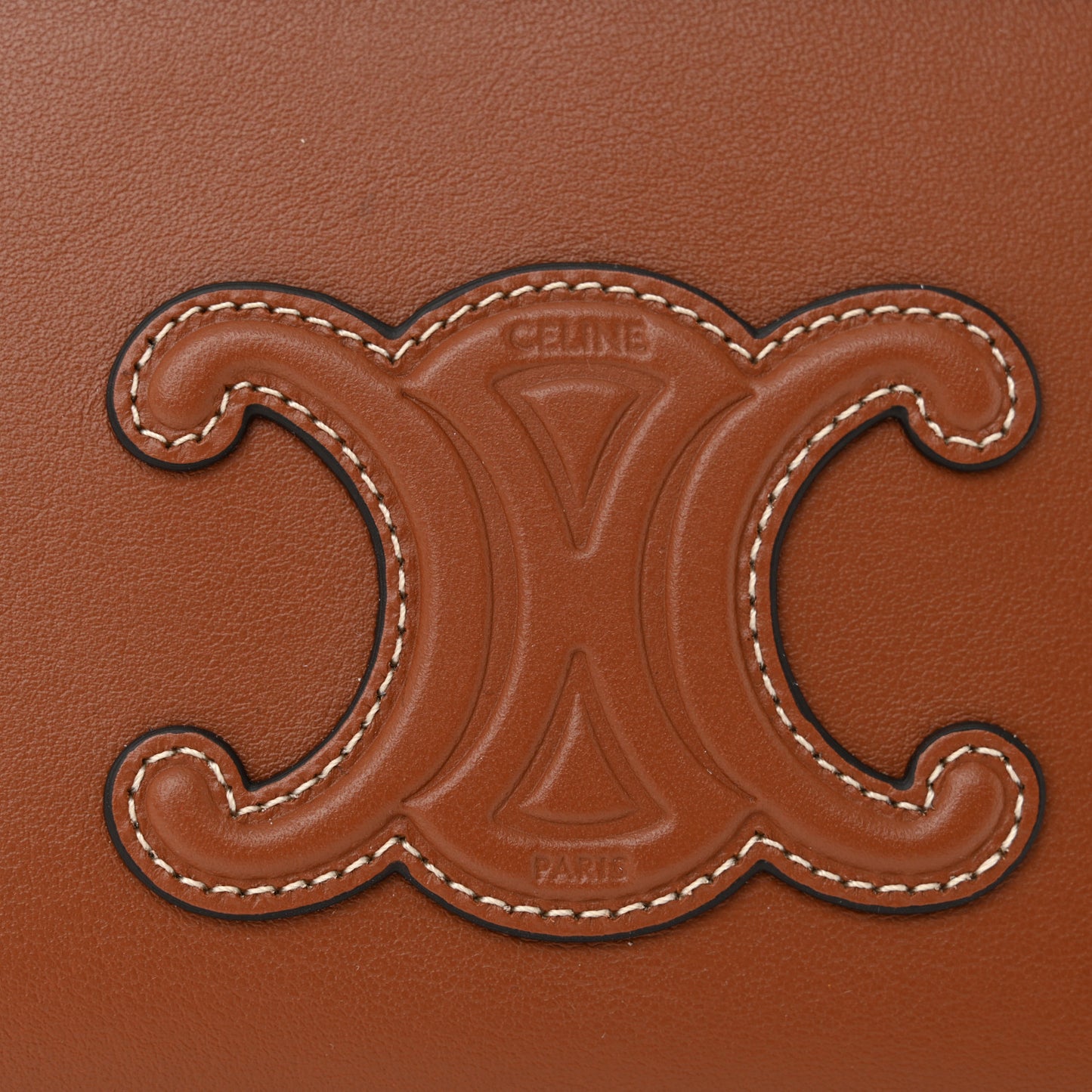 Smooth Calfskin Cuir Triomphe Clutch on Chain Tan